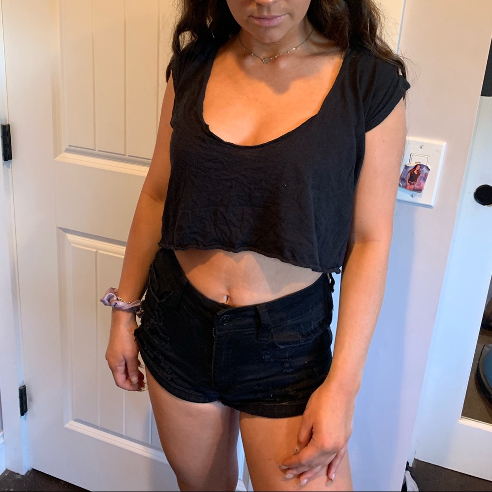 black open knot back t shirt